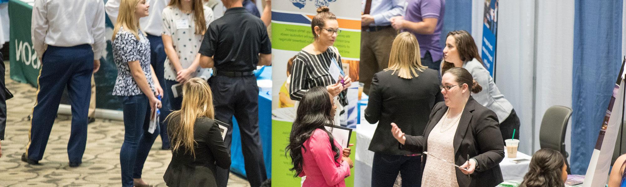 Students attending career fair.