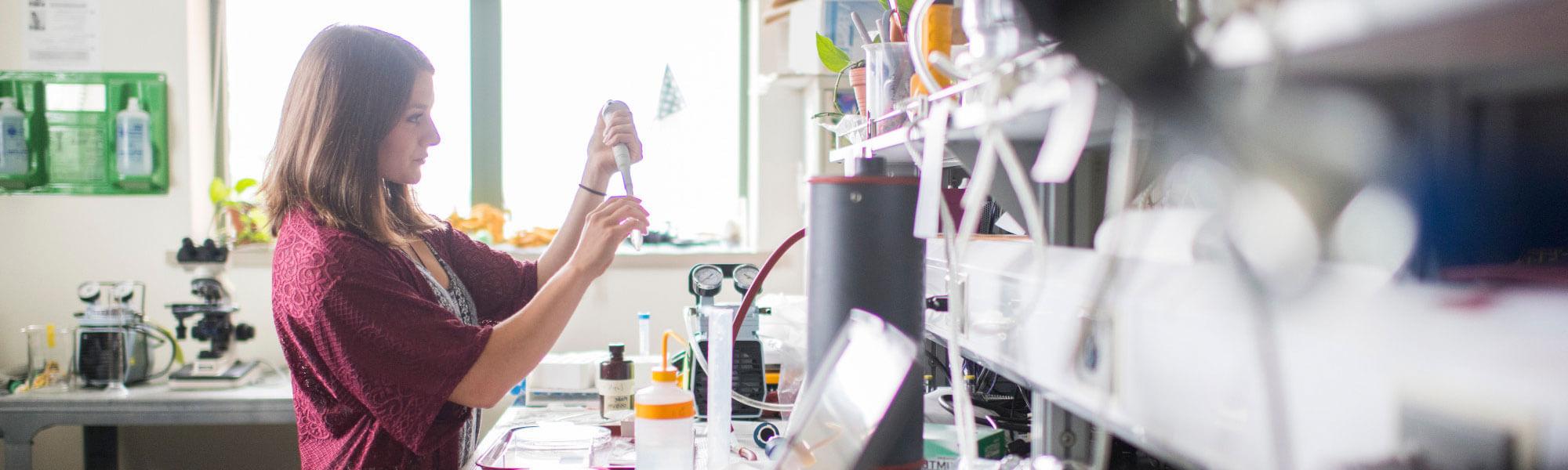 Student doing lab work.